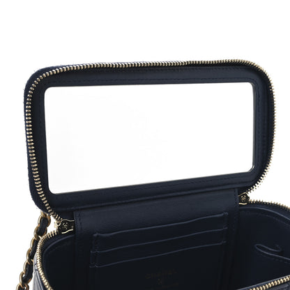 Chanel Lambskin Quilted Metal Small Top Handle Vanity Case With Chain Blue 8 of 12