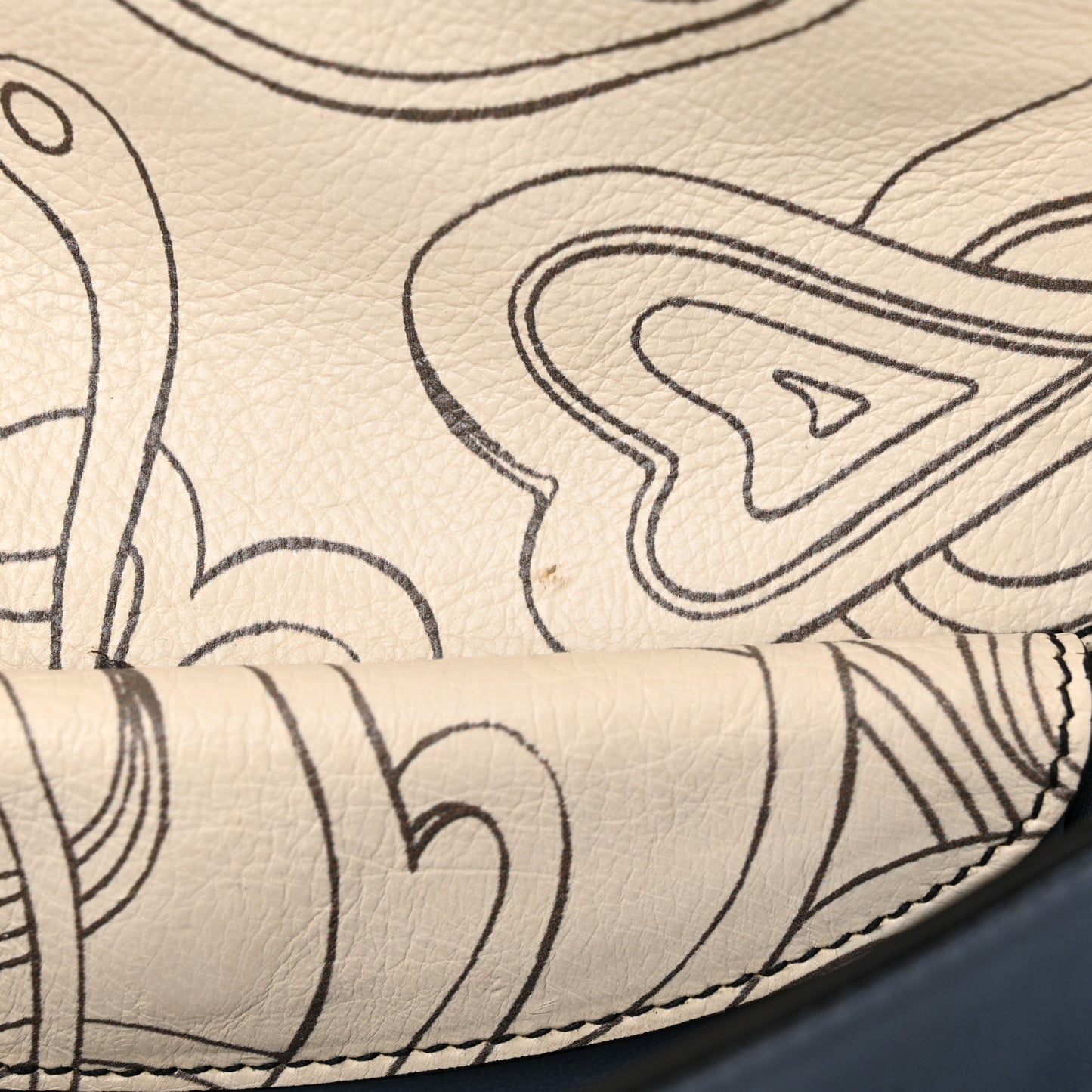 X JAMES JEAN Glace Calfskin Rabbit Print Cahier Bag Opaline