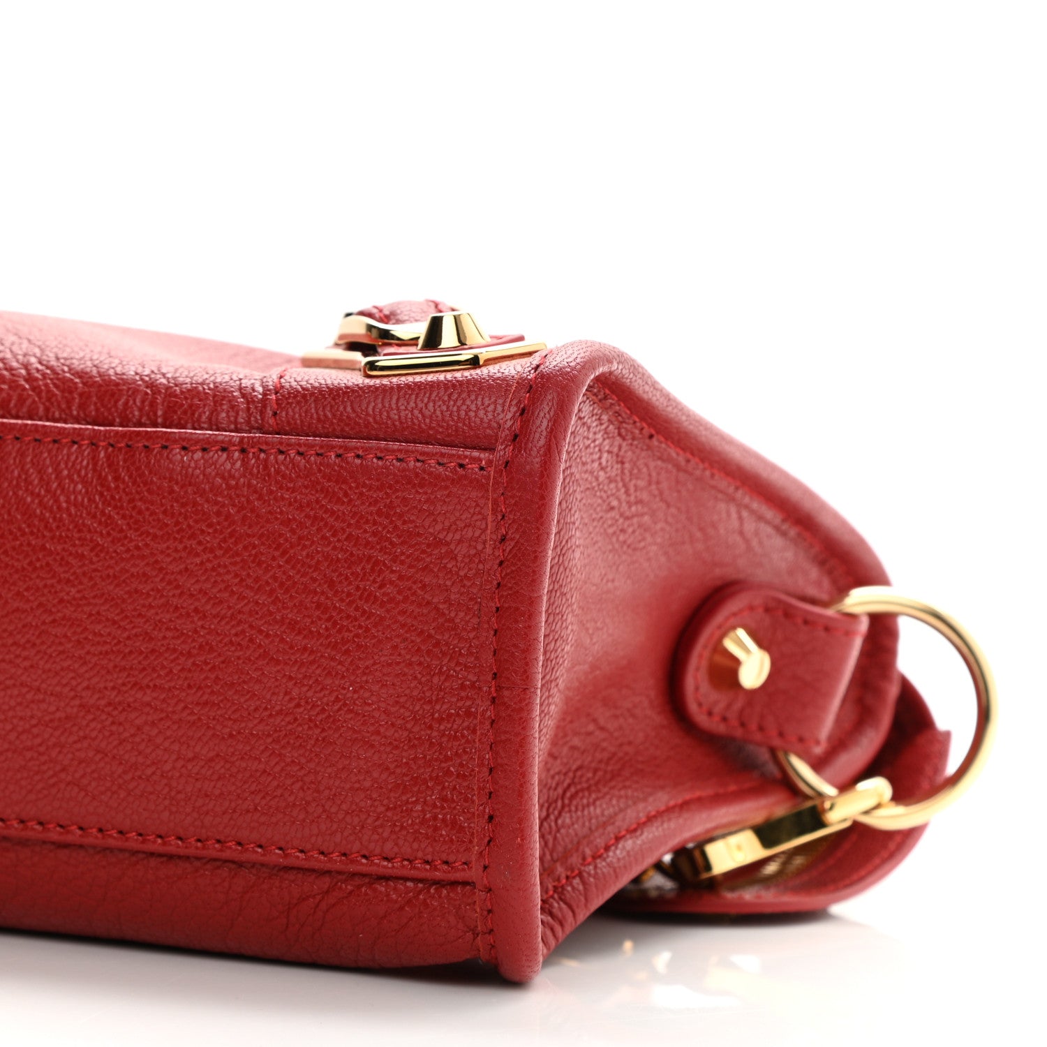 Balenciaga Chevre Gold Metallic Edge Hardware Mini City Rouge Groseille 10 of 10