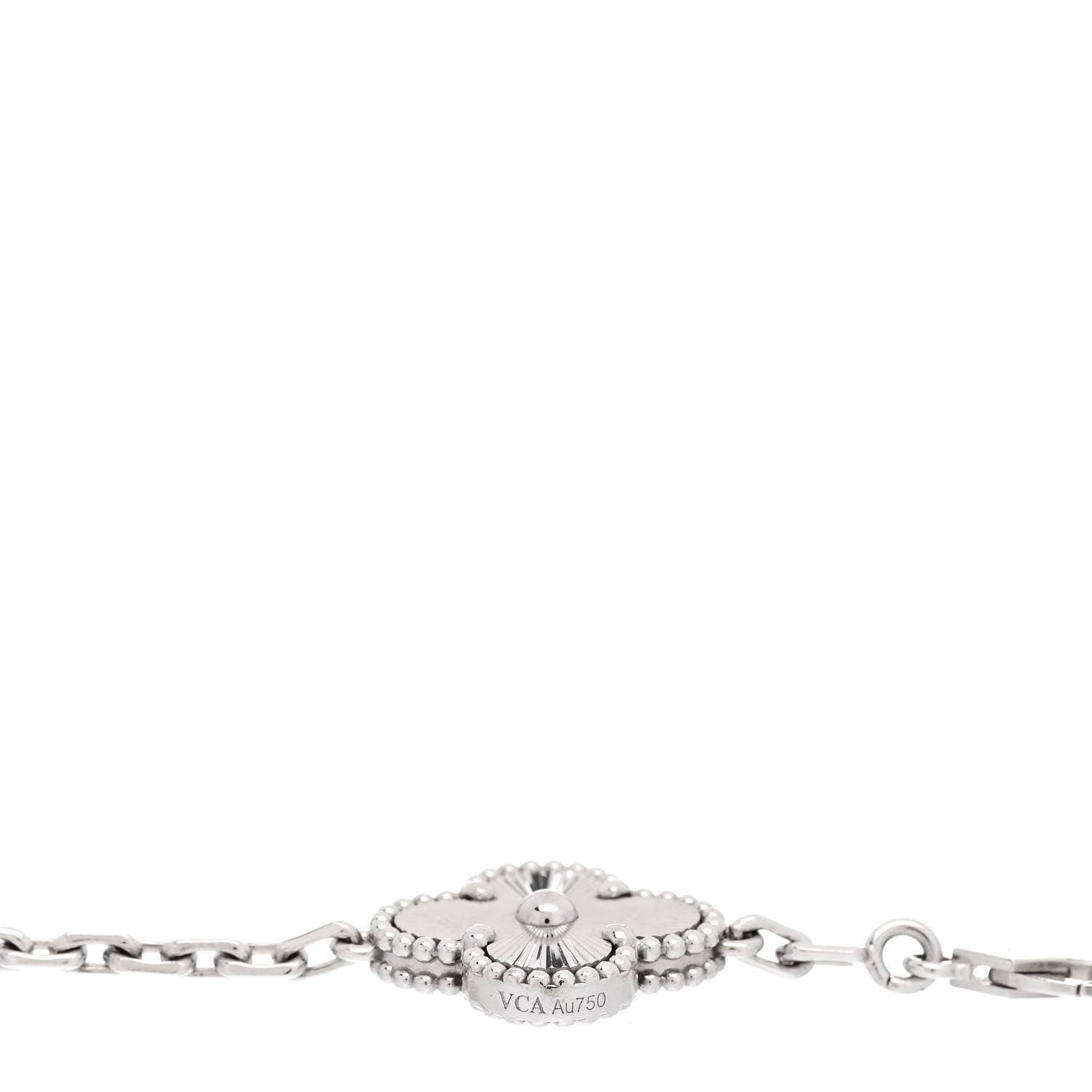 Van Cleef & Arpels 18K White Gold 5 Motifs Guilloche Vintage Alhambra Bracelet 3 of 5