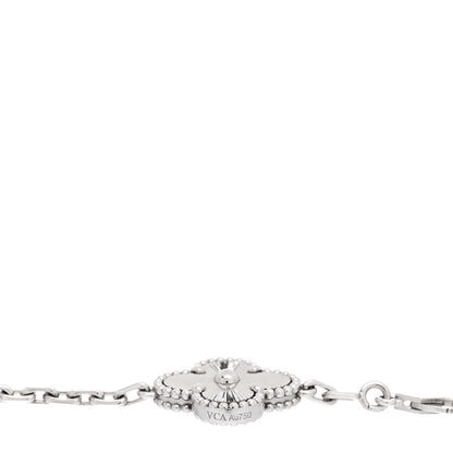 Van Cleef & Arpels 18K White Gold 5 Motifs Guilloche Vintage Alhambra Bracelet 3 of 5