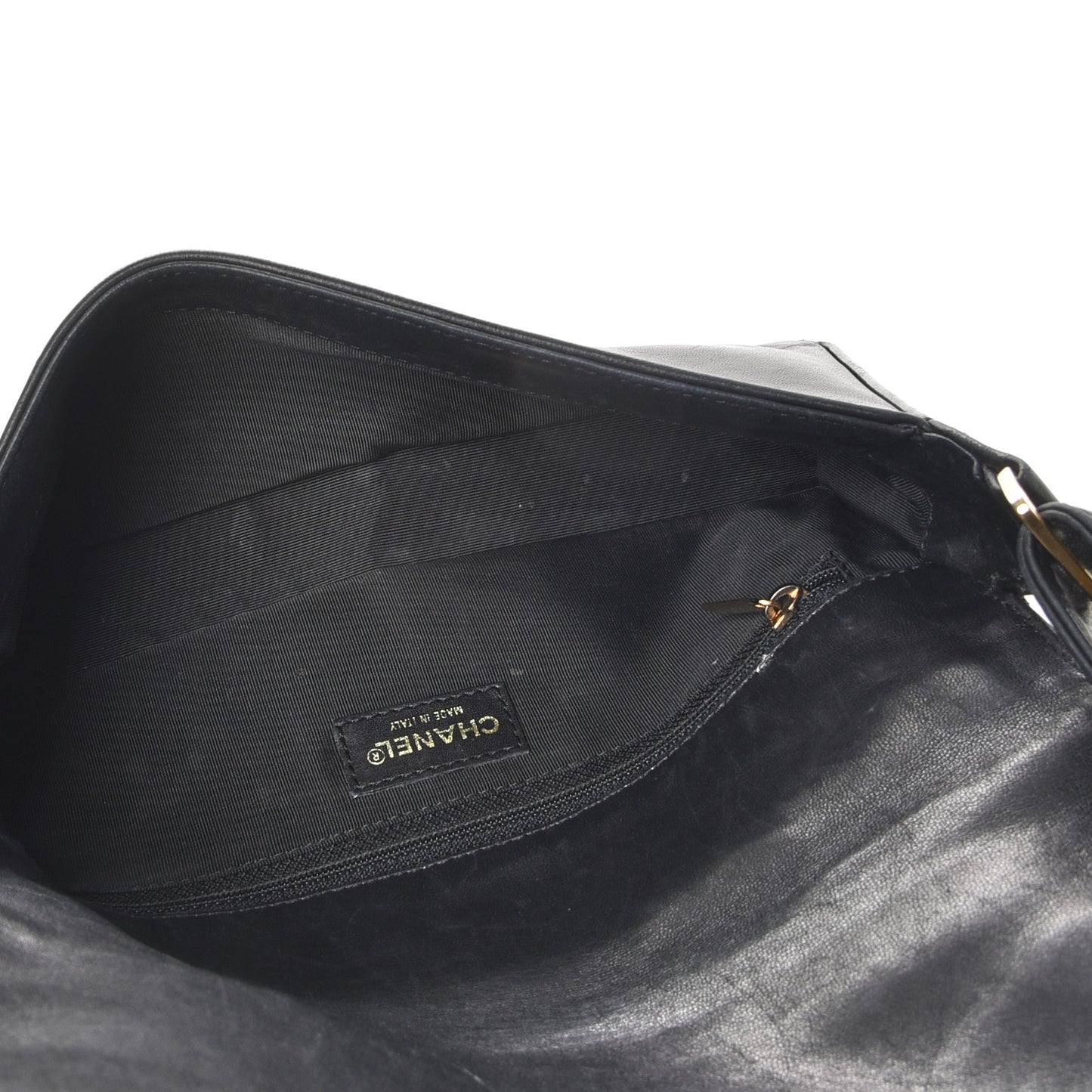 Lambskin Quilted CC Chocolate Bar Flap Black