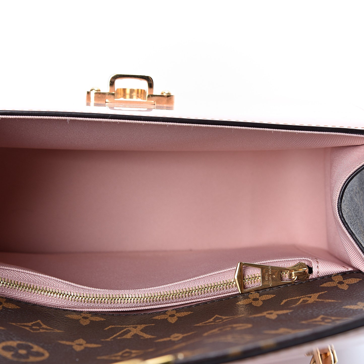 Patent Calfskin Monogram Cherrywood PM Rose Ballerine