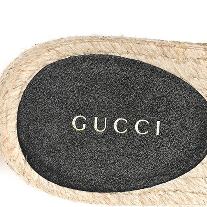 Gucci Monogram Matelasse Diagonal GG Marmont Platform Espadrille Slide Sandals 36 Beige Ebony Black 8 of 10