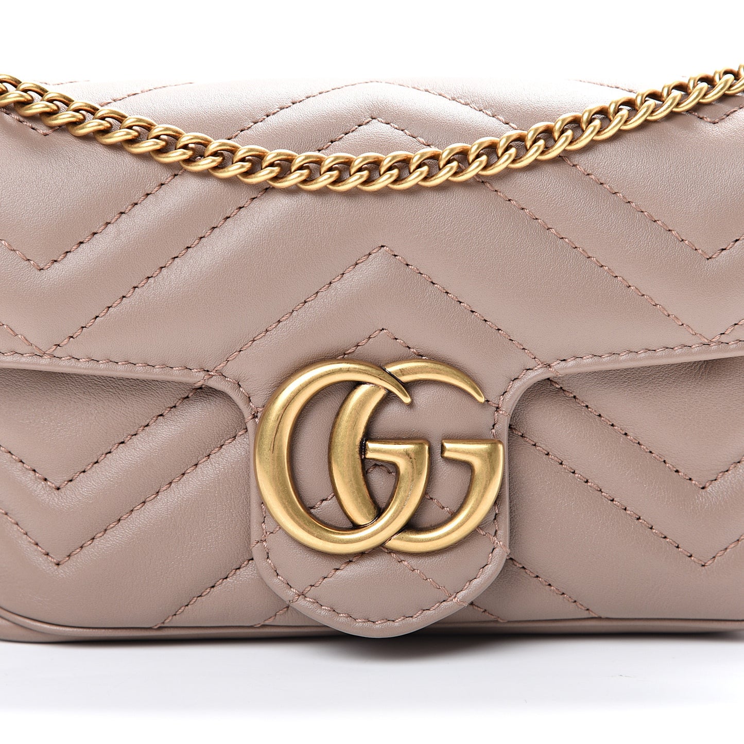 Calfskin Matelasse Super Mini GG Marmont Shoulder Bag Porcelain Rose
