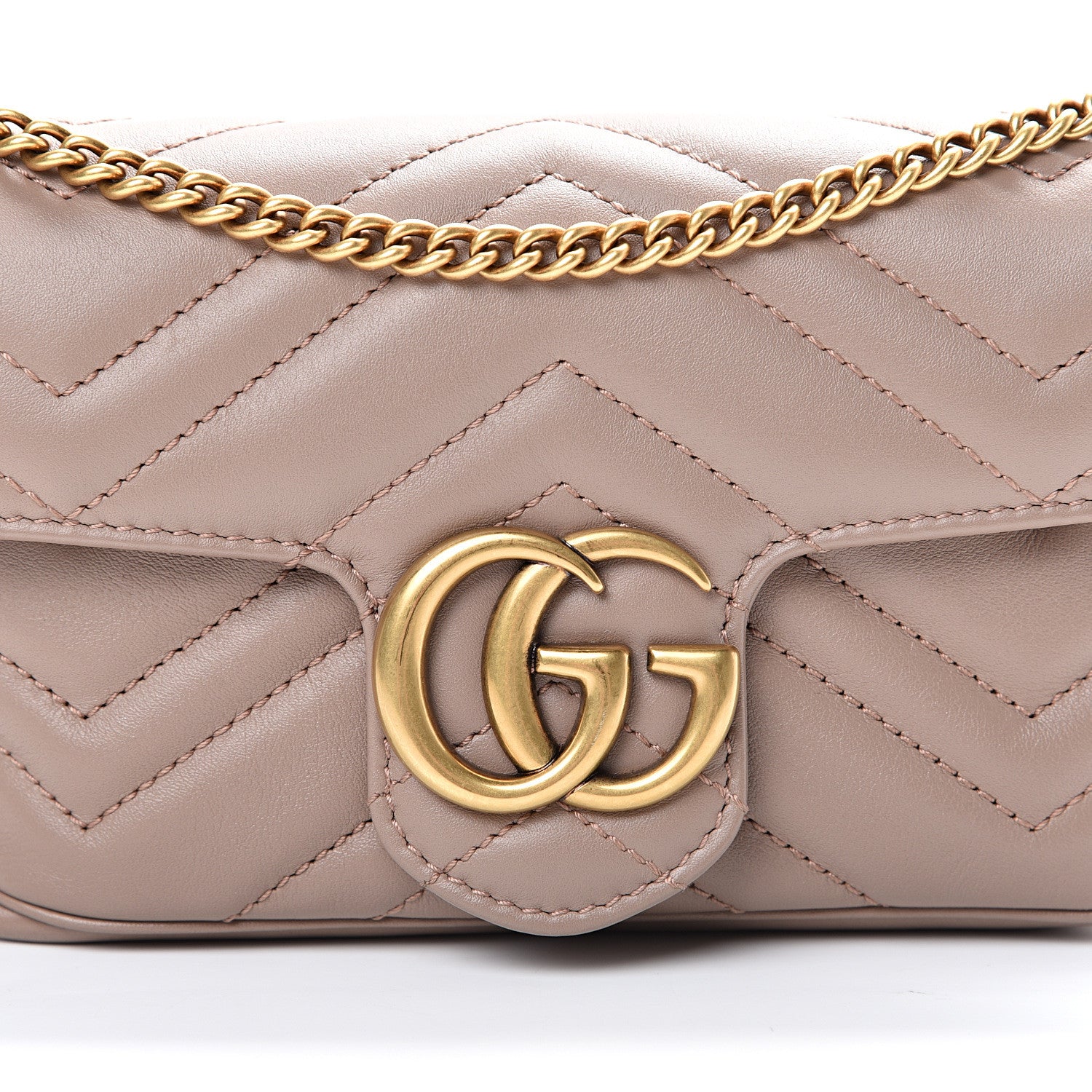 Gucci Calfskin Matelasse Super Mini GG Marmont Shoulder Bag Porcelain Rose 8 of 10