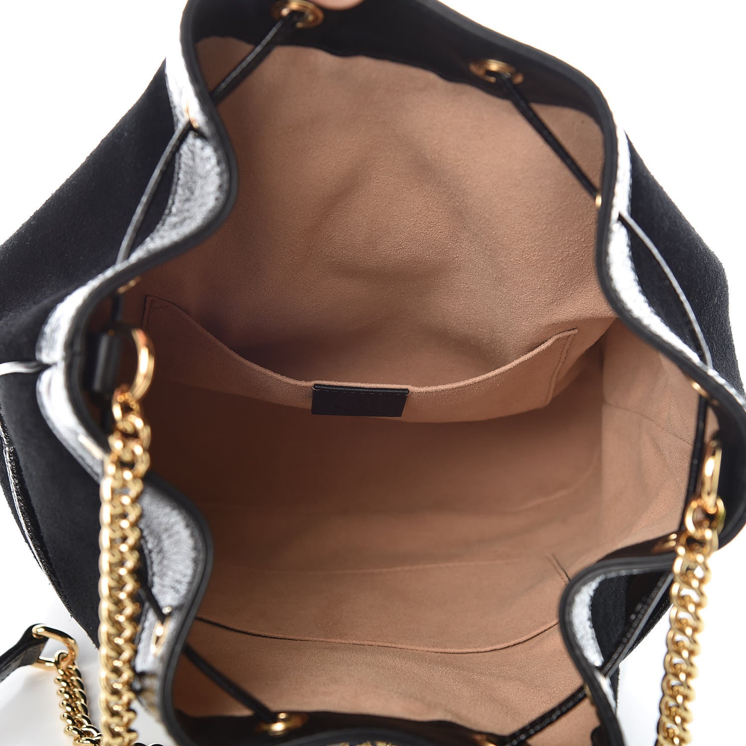 Gucci Suede Patent Web Medium Rajah Bucket Bag Black 7 of 9