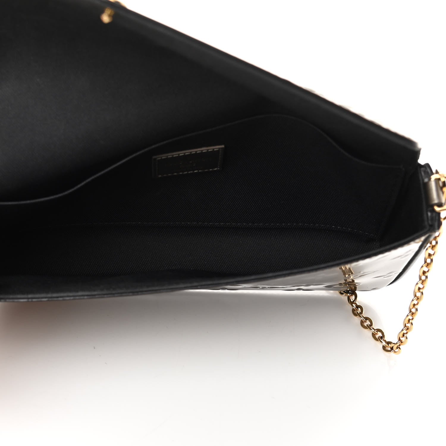 Louis Vuitton Vernis Felicie Pochette Chain Wallet Champagne Metallise 7 of 13