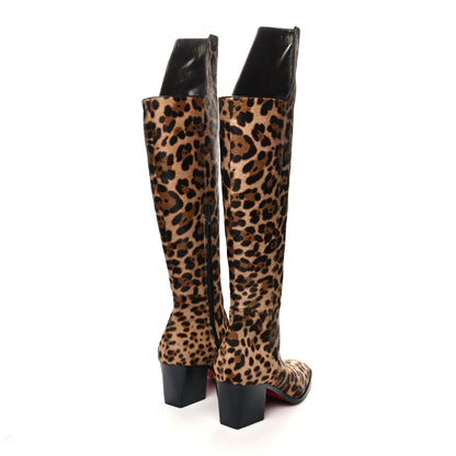 Christian Louboutin Pony Hair Morgan 70 Over The Knee Boots 38 Leopard 4 of 6