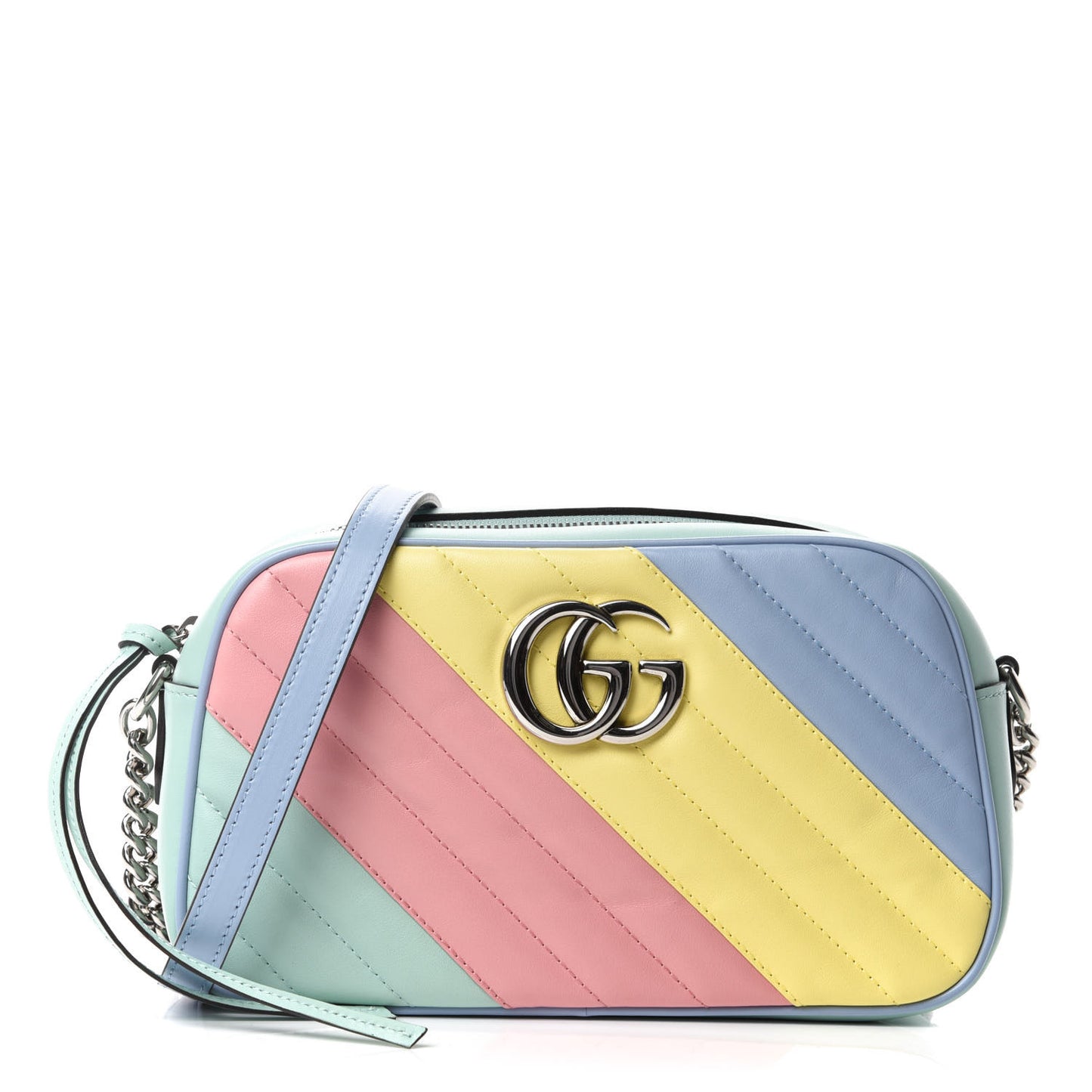 Calfskin Matelasse Diagonal Small GG Marmont Chain Shoulder Bag Multicolor Pastel