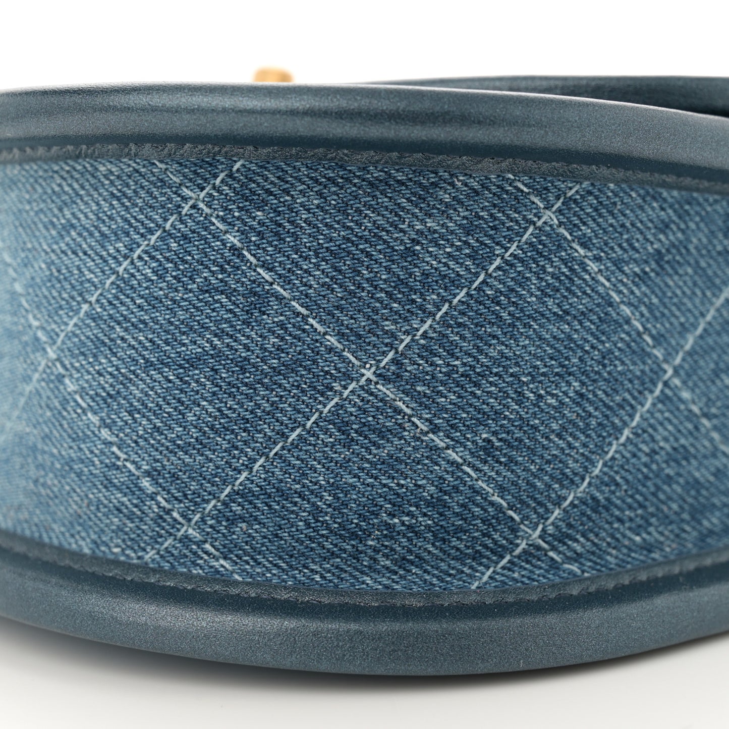 Washed Denim Quilted Small Messenger Flap Blue