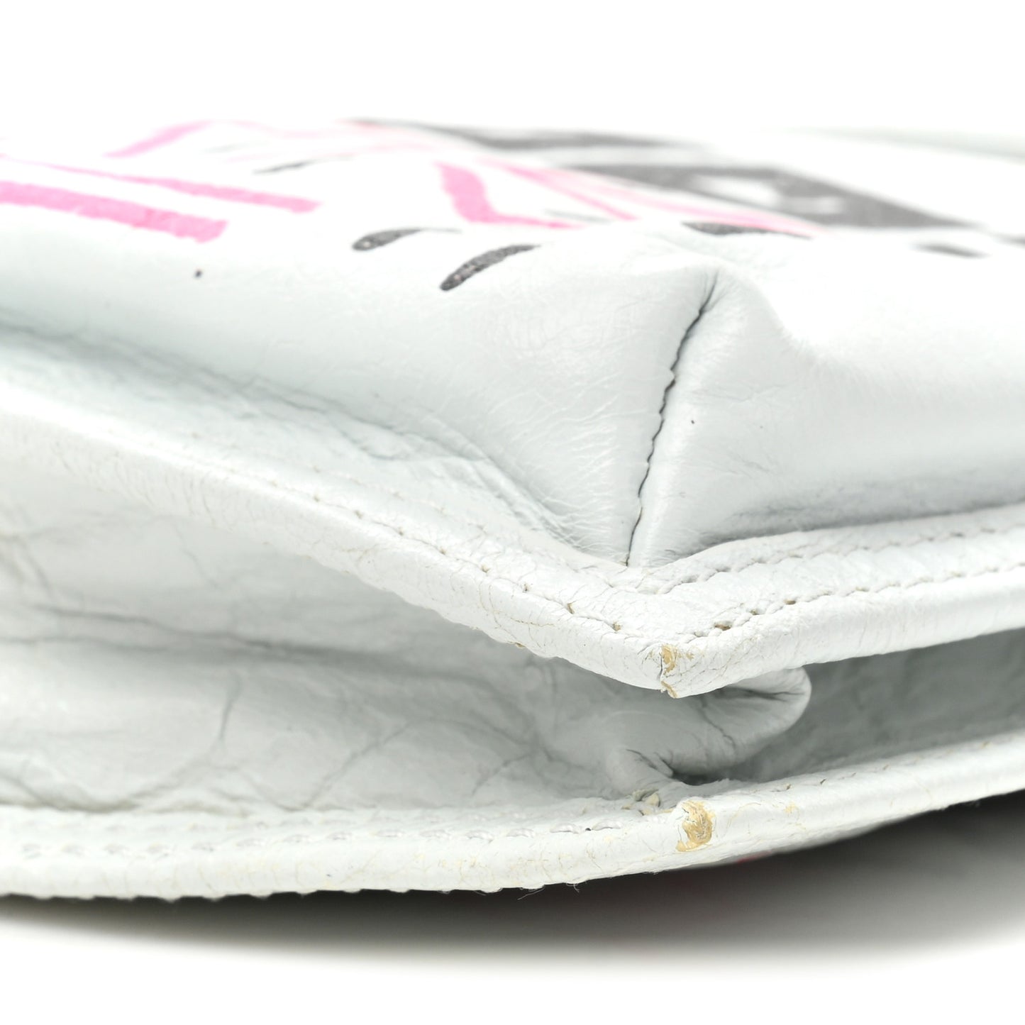Agneau Arena Graffiti All Over Small Explorer Pouch with Strap White Multicolor