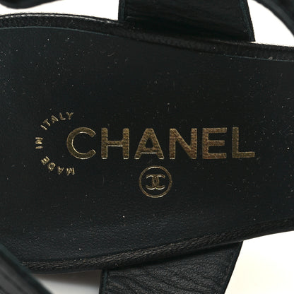 Chanel Goatskin CC Turnlock Sandals 38 Black 8 of 8