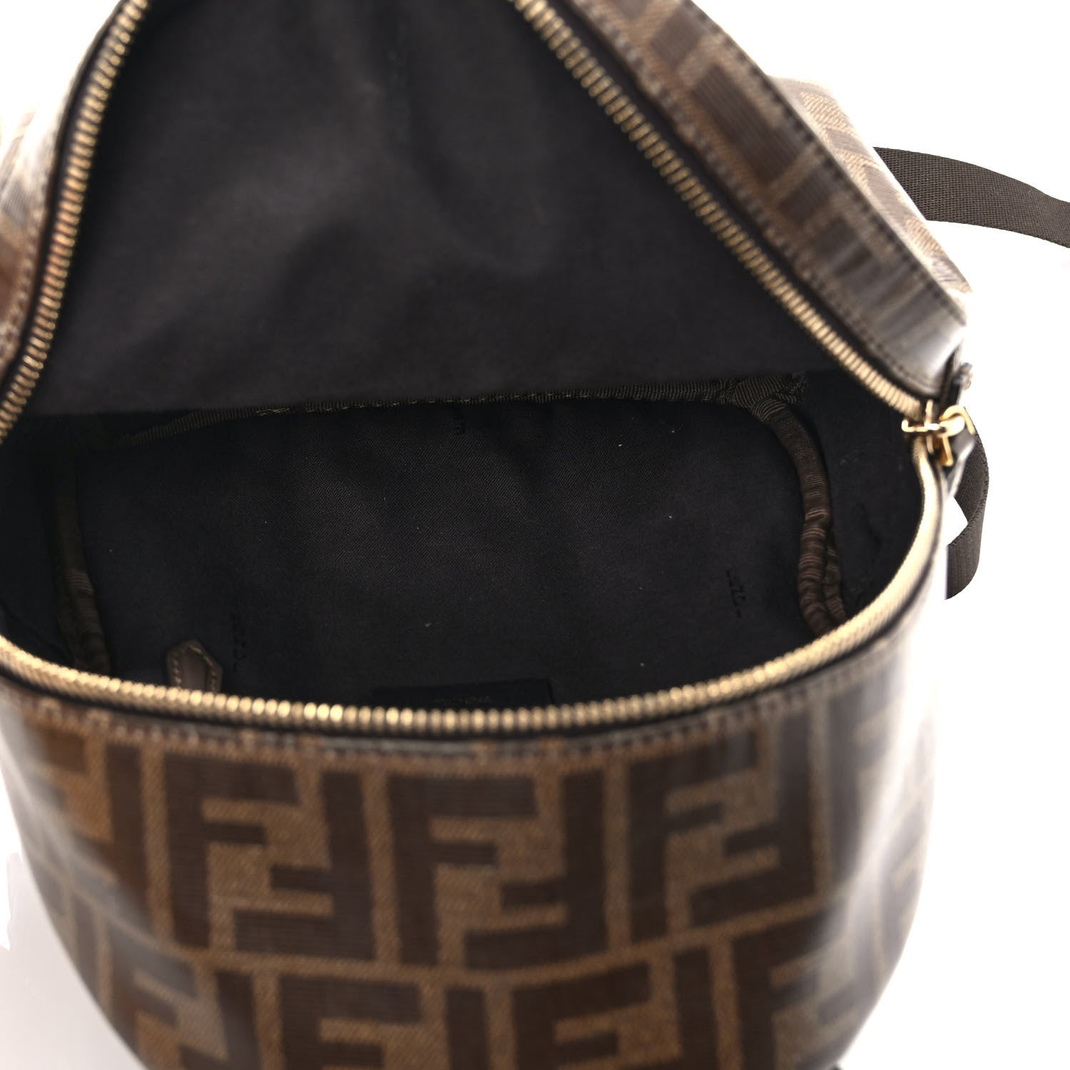 Fendi X FILA Glazed Fabric Vitello Century FF 1974 Mania Mini Backpack Mogano Panna Blueberry 5 of 9