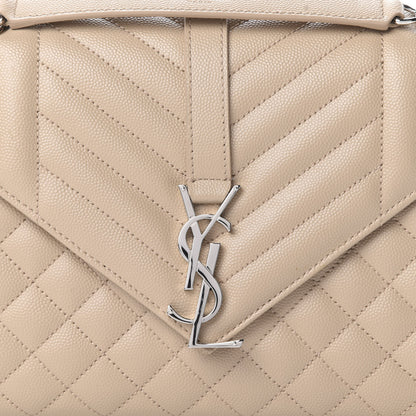 Saint Laurent Grain De Poudre Textured Mixed Matelasse Medium Triquilt Monogram Satchel Nude Powder 10 of 10