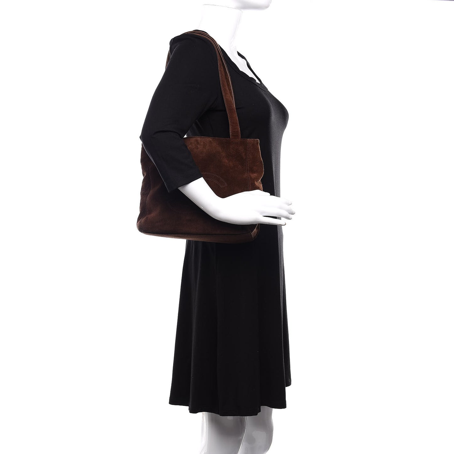 Suede CC Shoulder Bag Brown