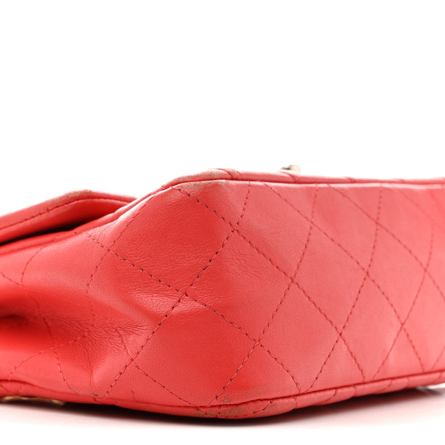 Lambskin Quilted Mini Rectangular Flap Coral