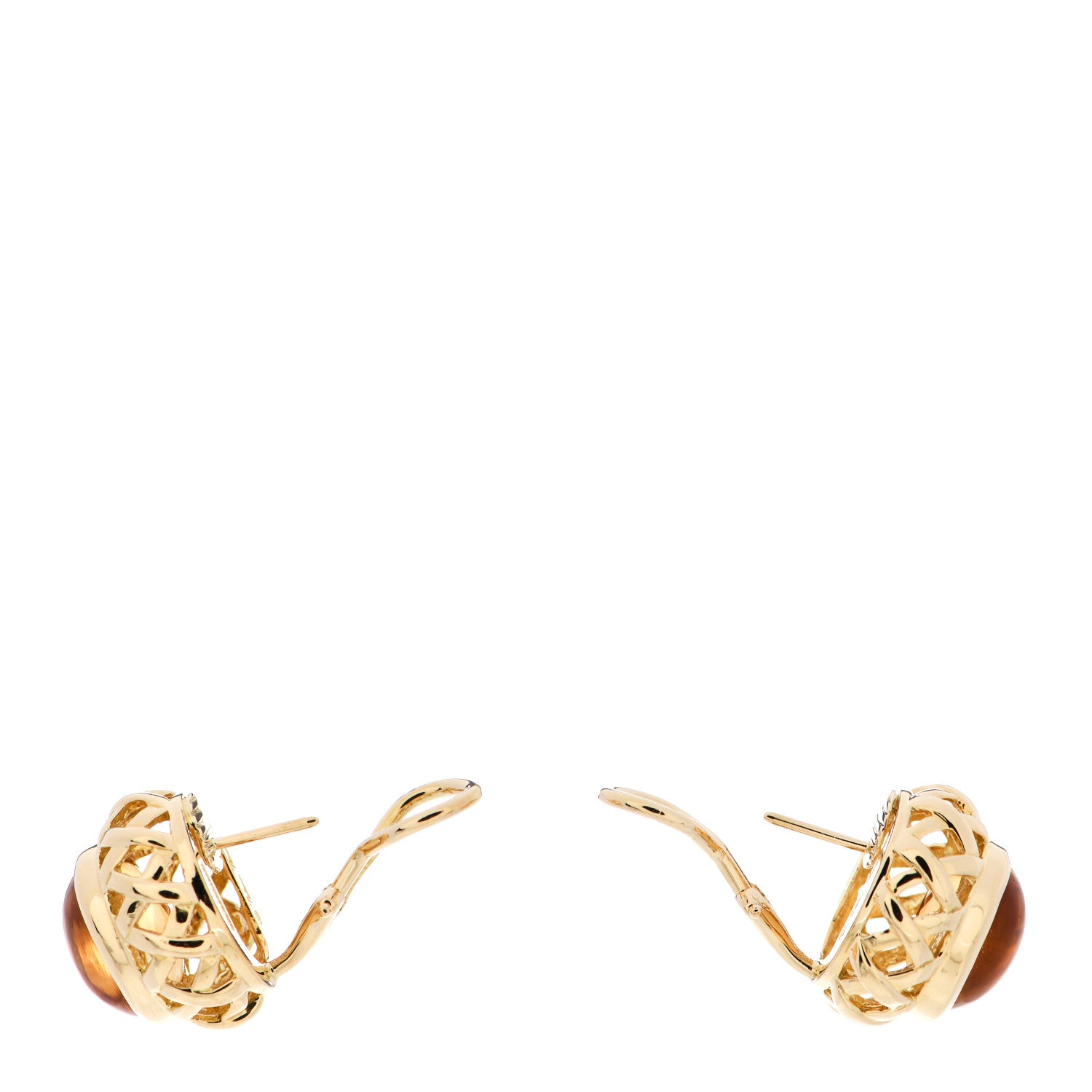 Tiffany 18K Yellow Gold Citrine Paloma Picasso Basket Earrings 3 of 4