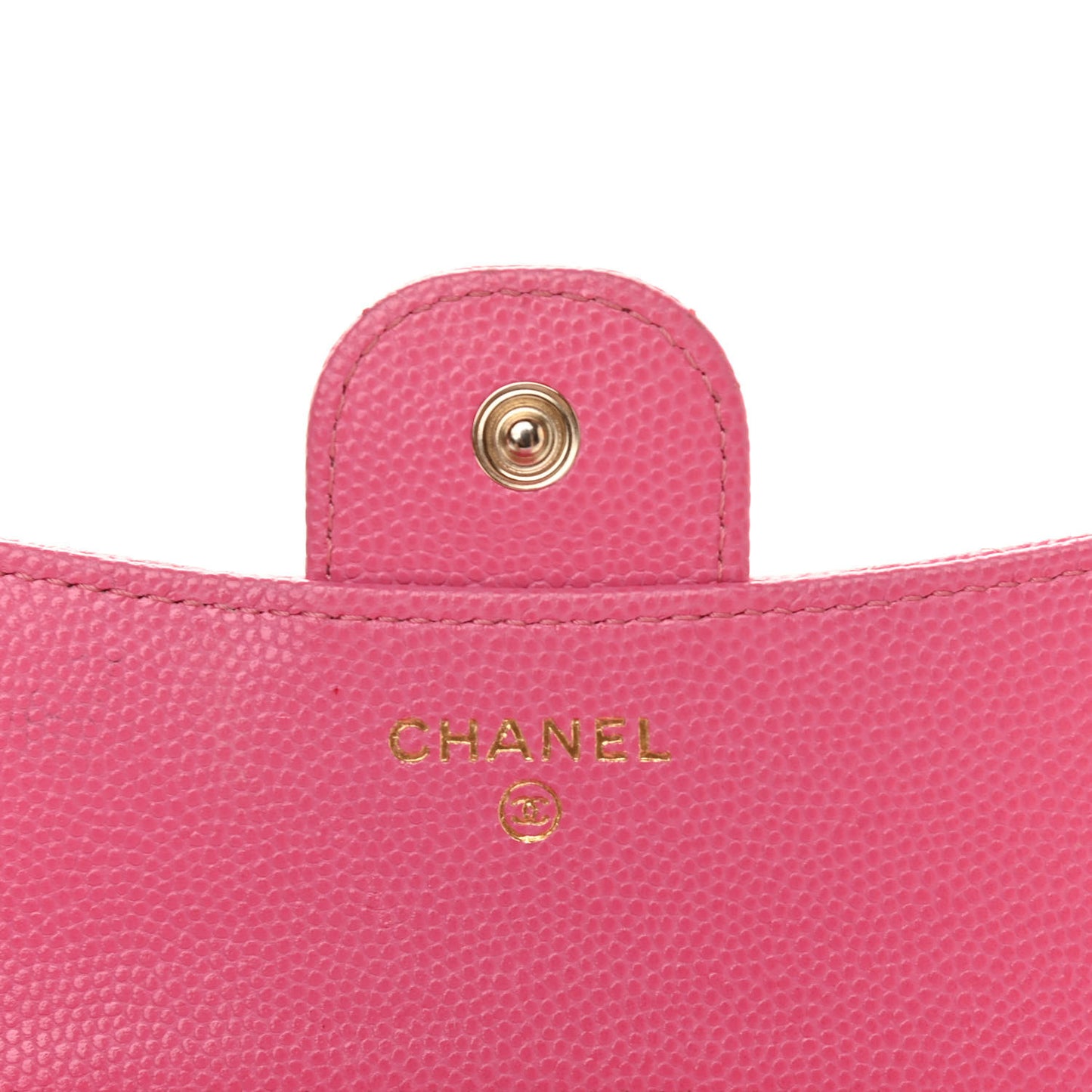 Caviar Quilted Compact Flap Wallet Pink
