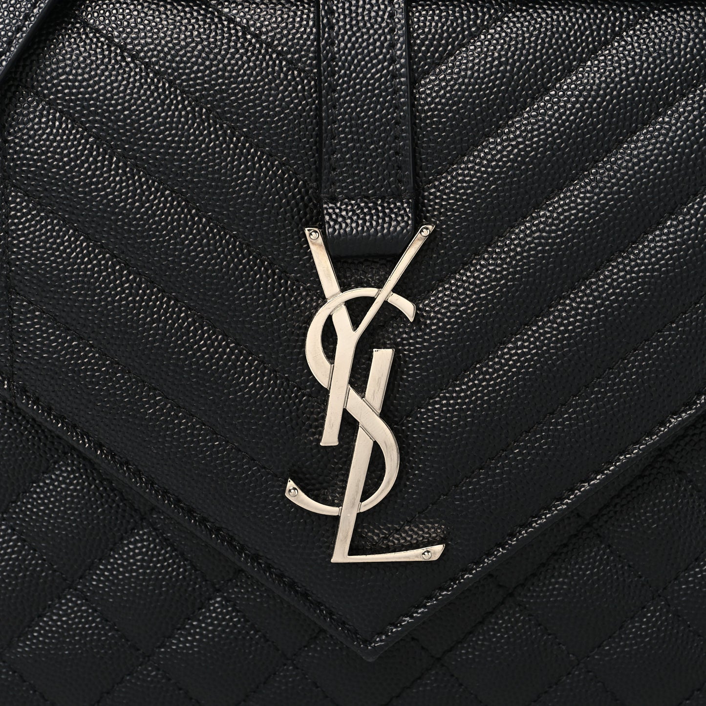 Grain De Poudre Textured Mixed Matelasse Triquilt Medium Monogram Satchel Black