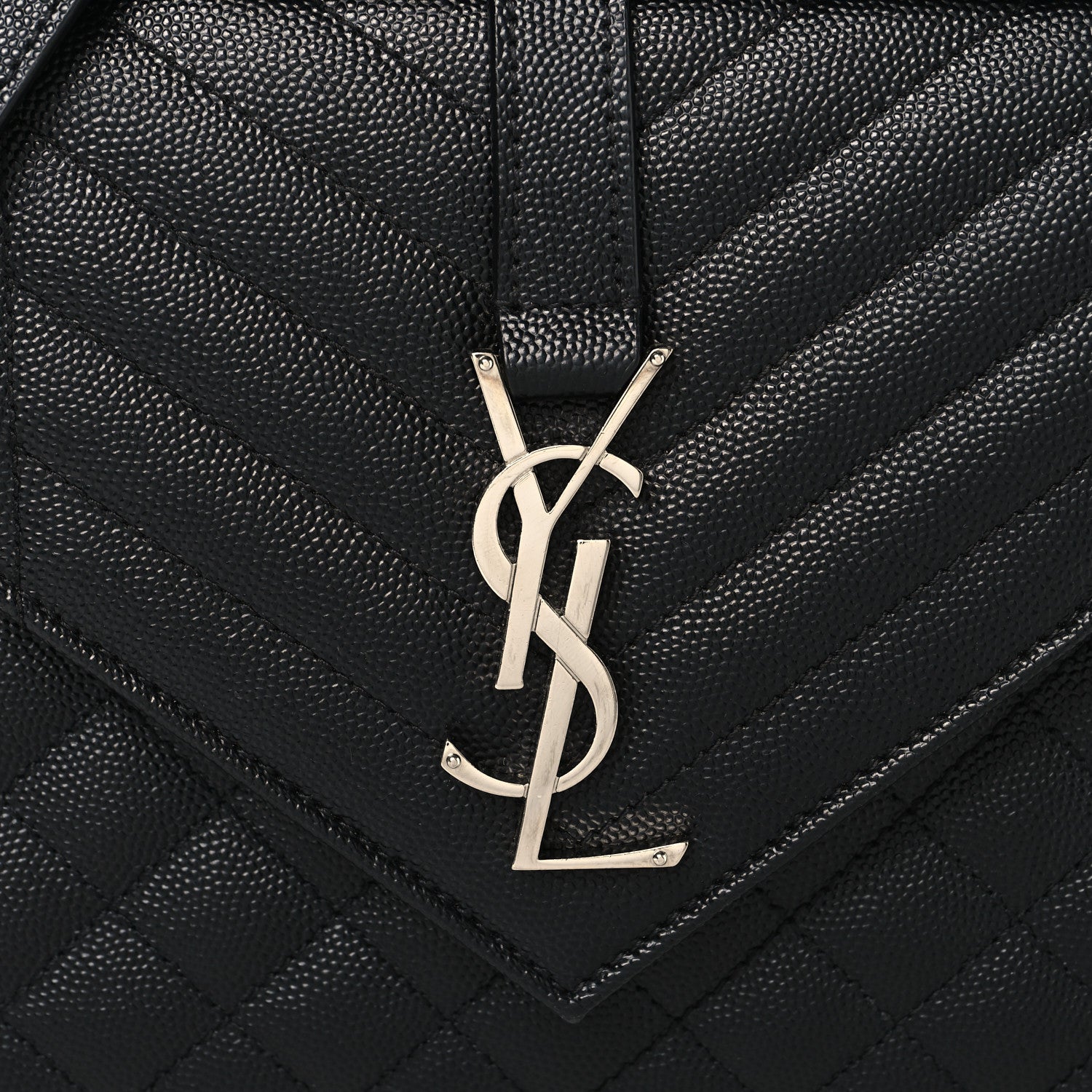 Saint Laurent Grain De Poudre Textured Mixed Matelasse Triquilt Medium Monogram Satchel Black 8 of 10