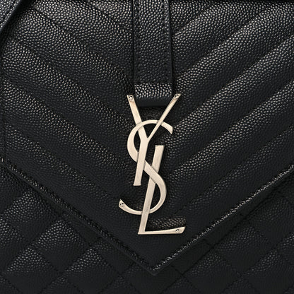 Saint Laurent Grain De Poudre Textured Mixed Matelasse Triquilt Medium Monogram Satchel Black 8 of 10