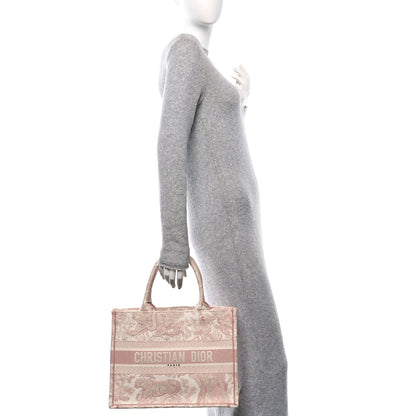 Christian Dior Canvas Toile De Jouy Embroidered Medium Book Tote Pink 2 of 12