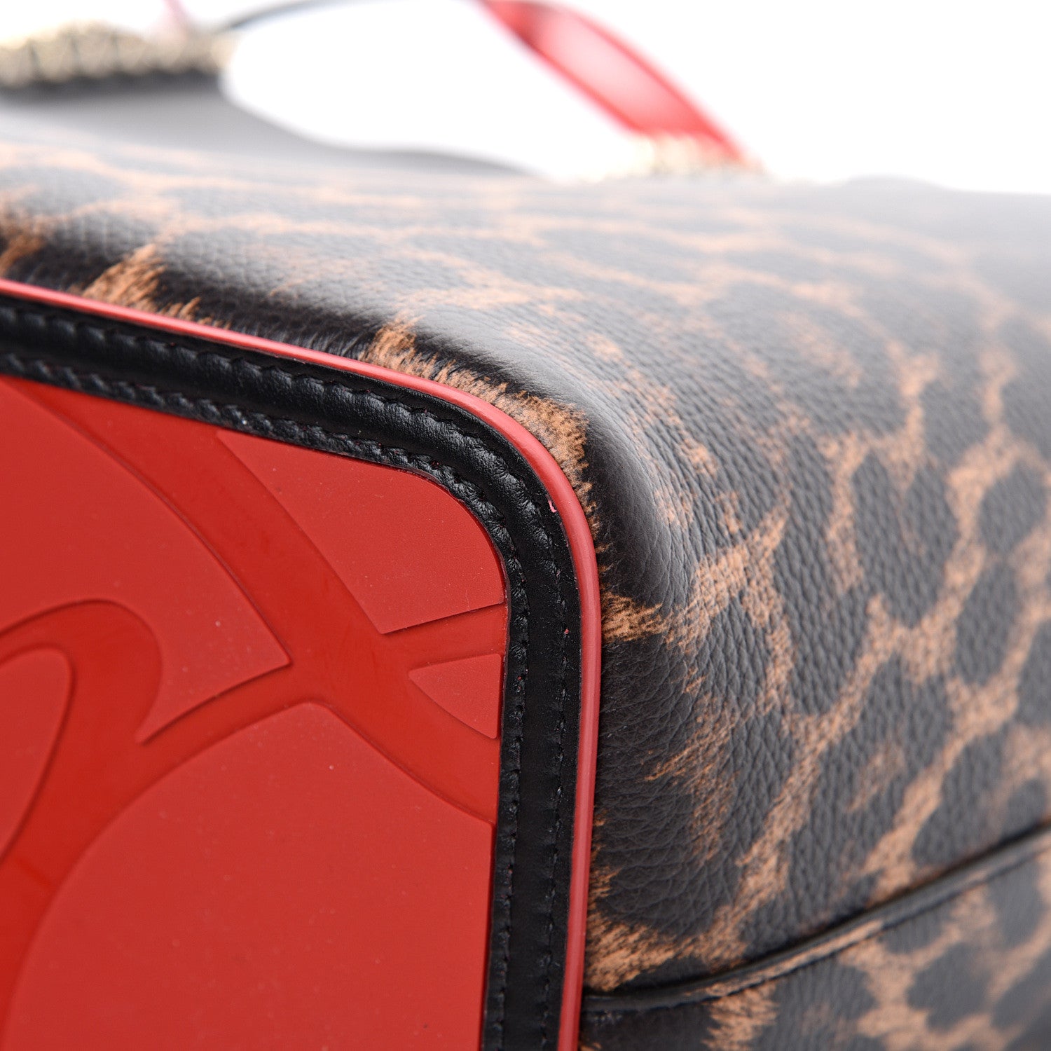 Christian Louboutin Calfskin Degrade Leopard Print Spikes East West Cabata Tote Black Multi 11 of 13