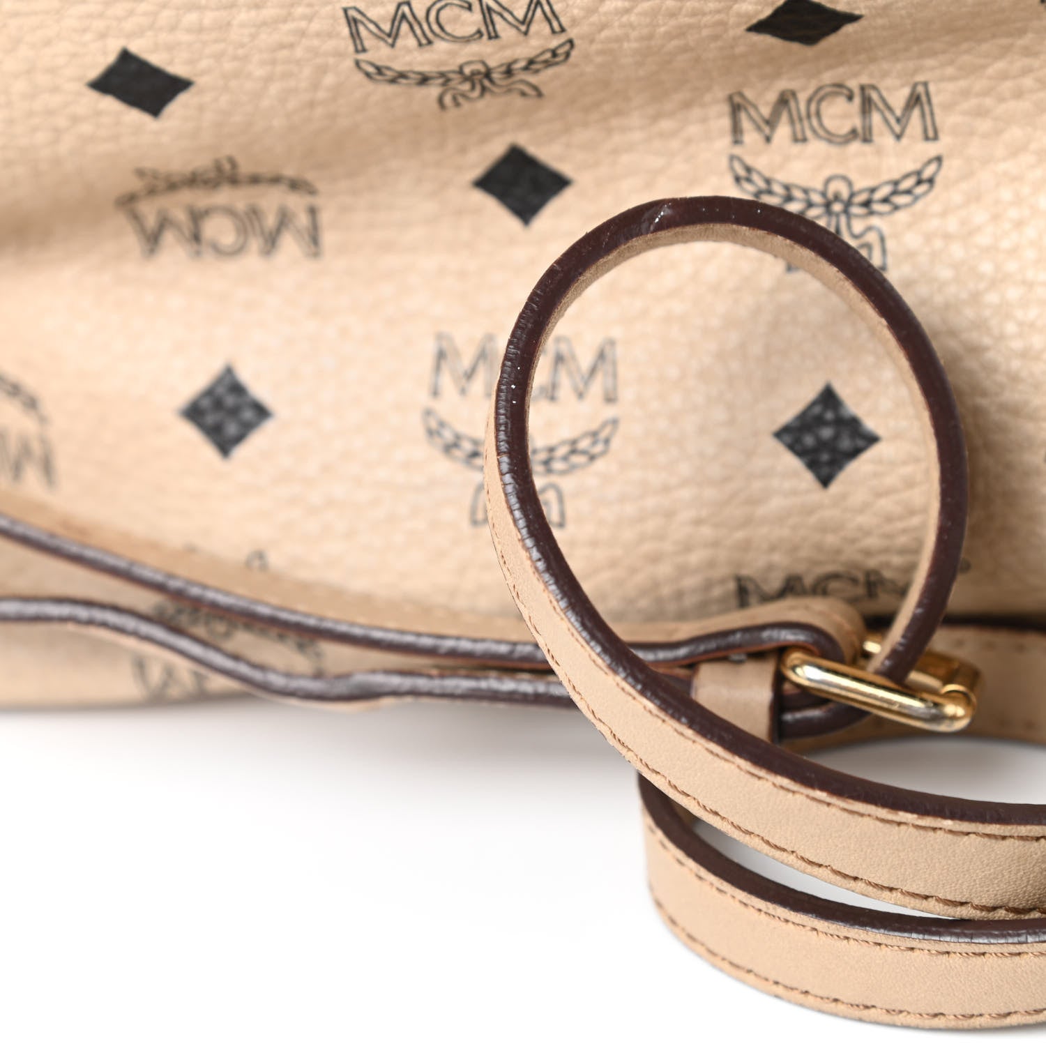 MCM Visetos Drawstring Bucket Bag Beige 20 of 21