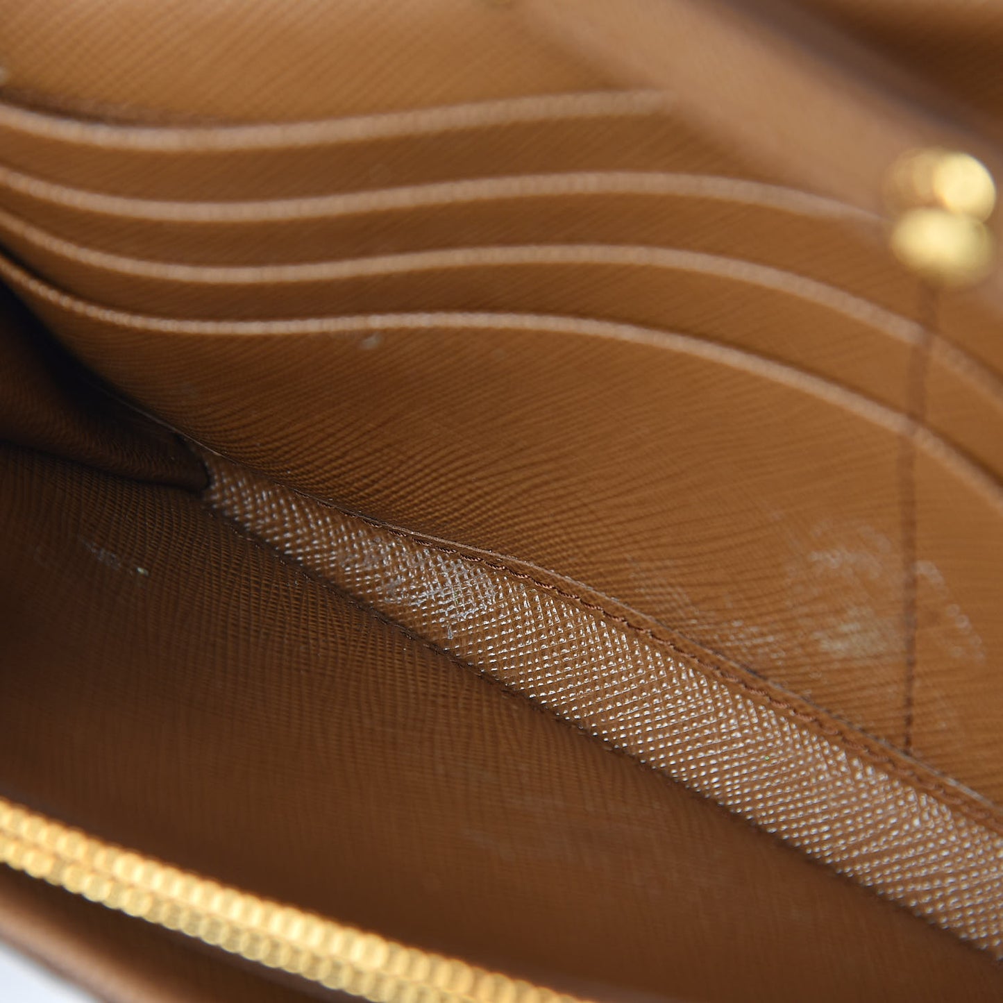 Saffiano Metal Chain Wallet Caramel