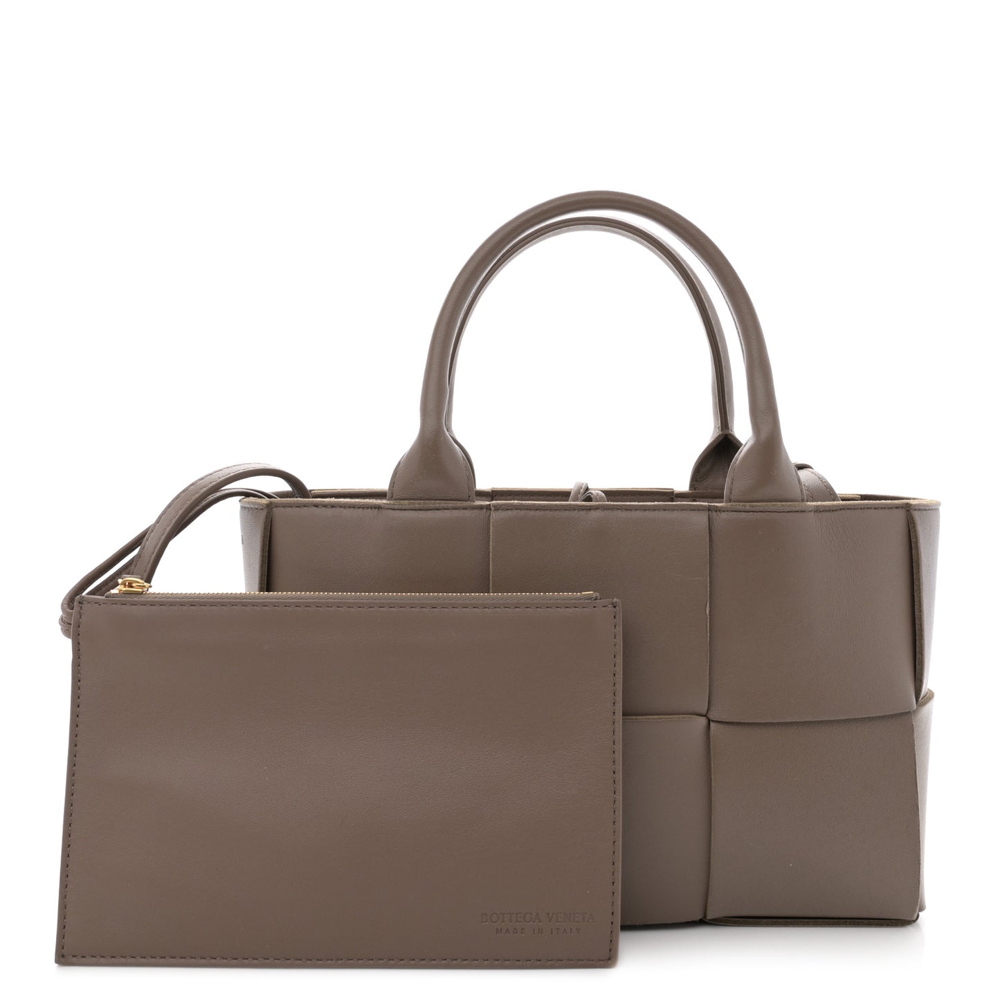 Nappa Maxi Intreccio Mini Arco Tote Taupe Grey