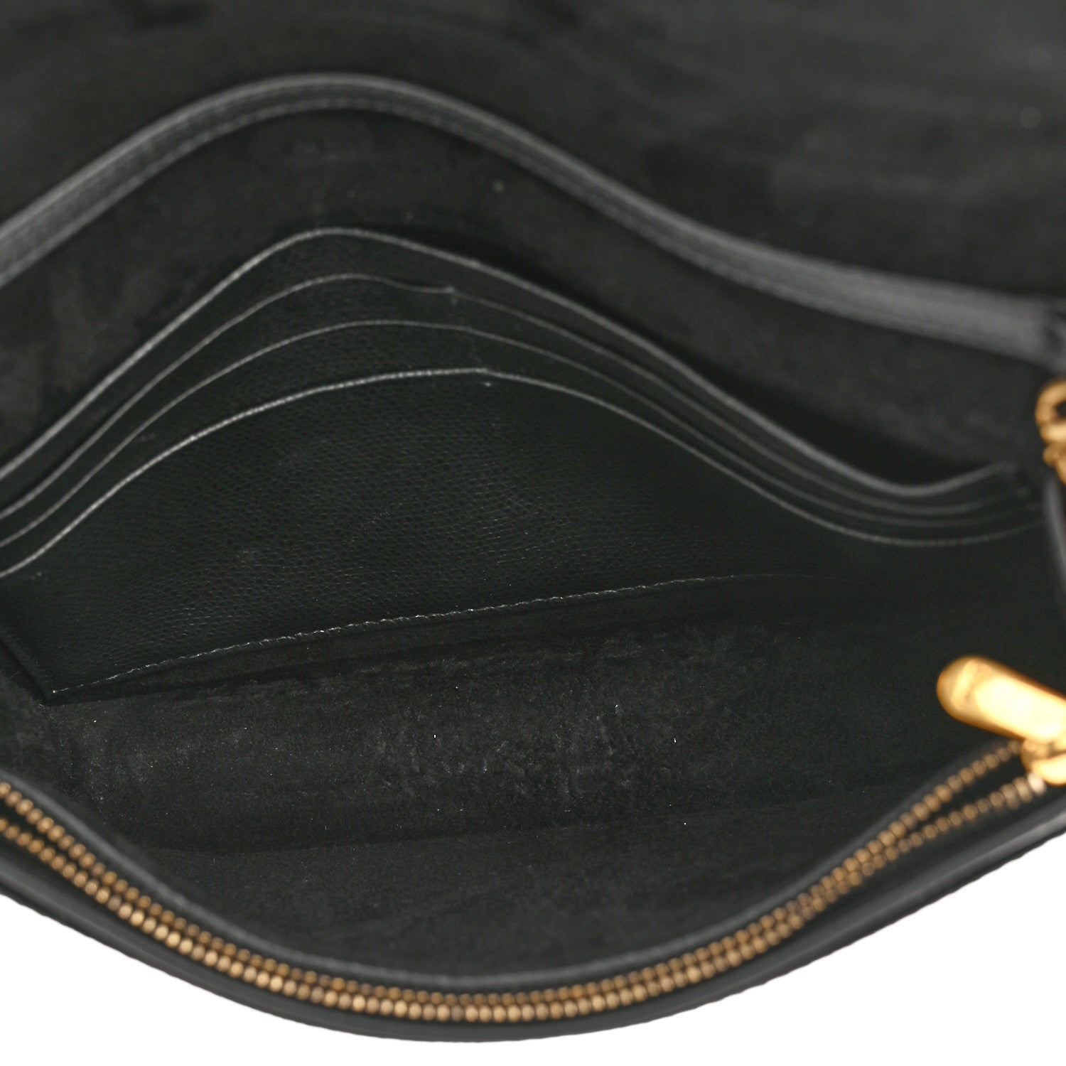 Christian Dior Grained Calfskin Saddle Chain Wallet Pouch Black 5 of 13