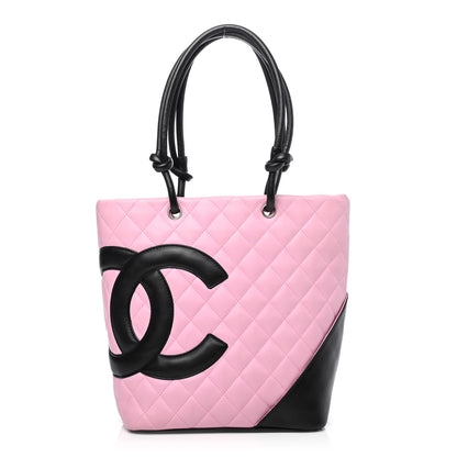 Chanel Calfskin Quilted Medium Cambon Tote Pink Black 1 of 4