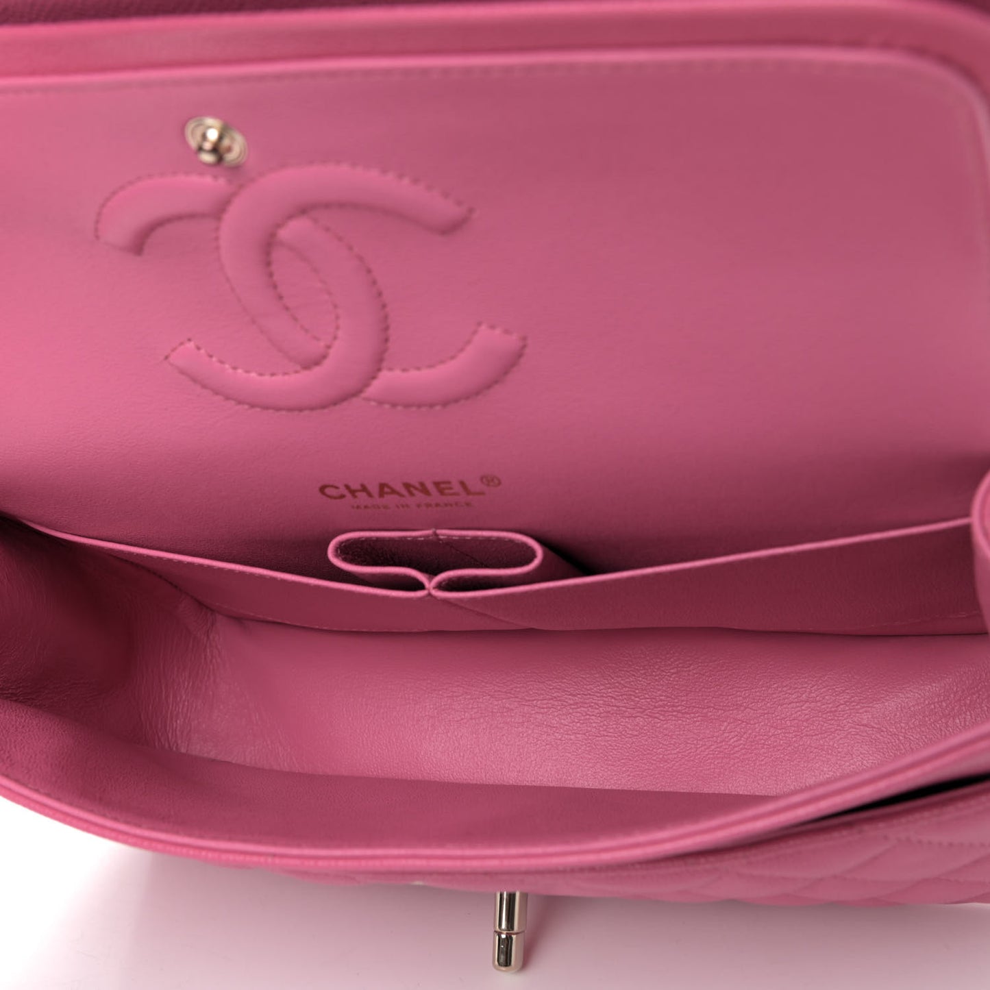 Caviar Quilted Medium Double Flap Pink