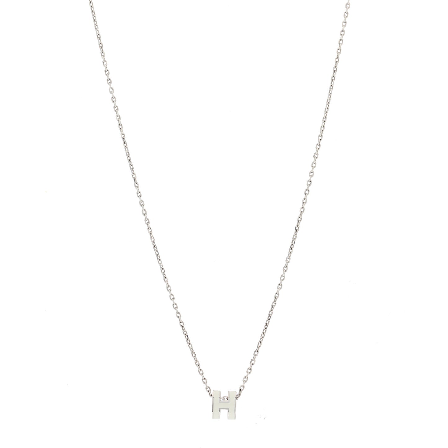 Lacquered Palladium Mini Pop H Pendant Necklace White