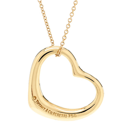 Tiffany 18K Yellow Gold 22mm Elsa Peretti Open Heart Pendant Necklace 4 of 6