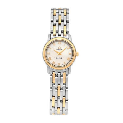 Omega Stainless Steel 18K Yellow Gold Mother of Pearl 22mm De Ville Prestige Quartz Watch 4370.71.00 1 of 4