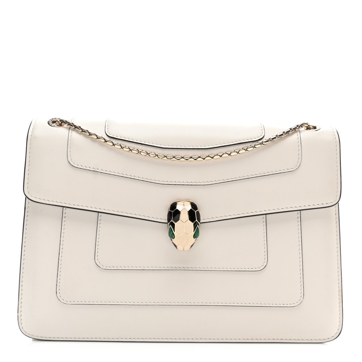 Bulgari Calfskin Serpenti Forever Crossbody Bag White Agate 1 of 12