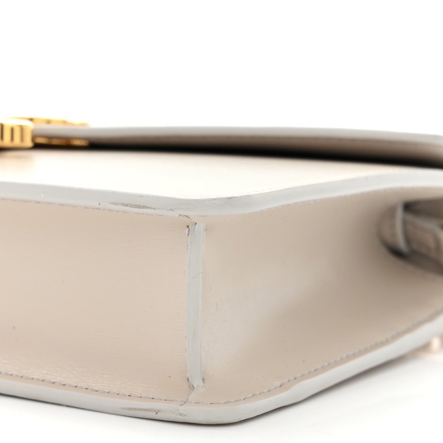 Celine Shiny Calfskin Triomphe Margo Wallet on Chain Light Stone 11 of 15