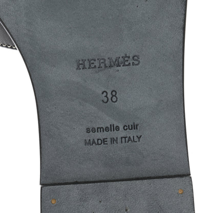 Hermes Box Calfskin Oran Sandals 38 Black 6 of 8