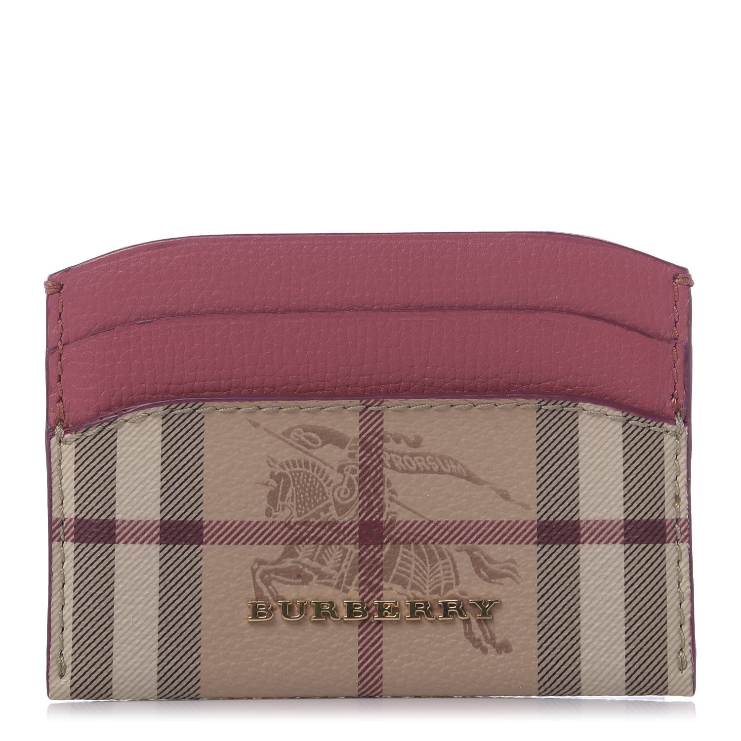 Burberry Soft Grain Calfskin Haymarket Check Izzy Card Case Pink 1 of 4