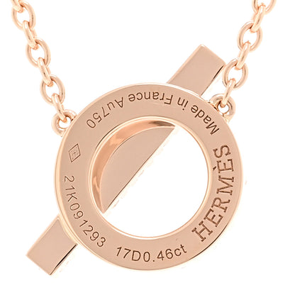 Hermes 18K Rose Gold Diamond Finesse Pendant Necklace 4 of 6