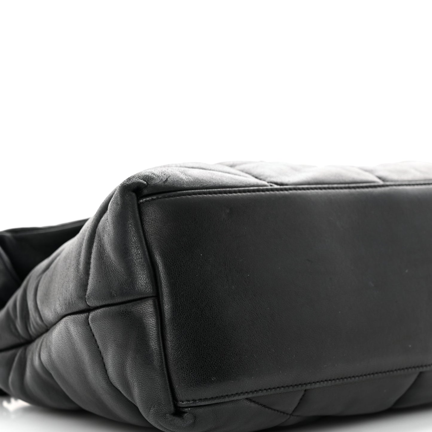 Lambskin Quilted Monogram Monochrome Medium Loulou Puffer Chain Satchel Black