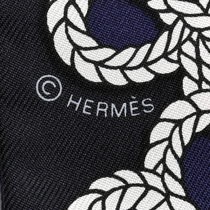 Hermes Silk Galons Et Brandebourg Twilly Indigo Rouge Vif Marine 3 of 4