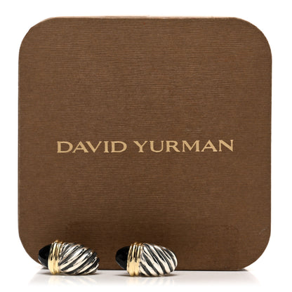 David Yurman Sterling Silver 18K Yellow Gold Black Onyx Capri Shrimp Earrings 5 of 5