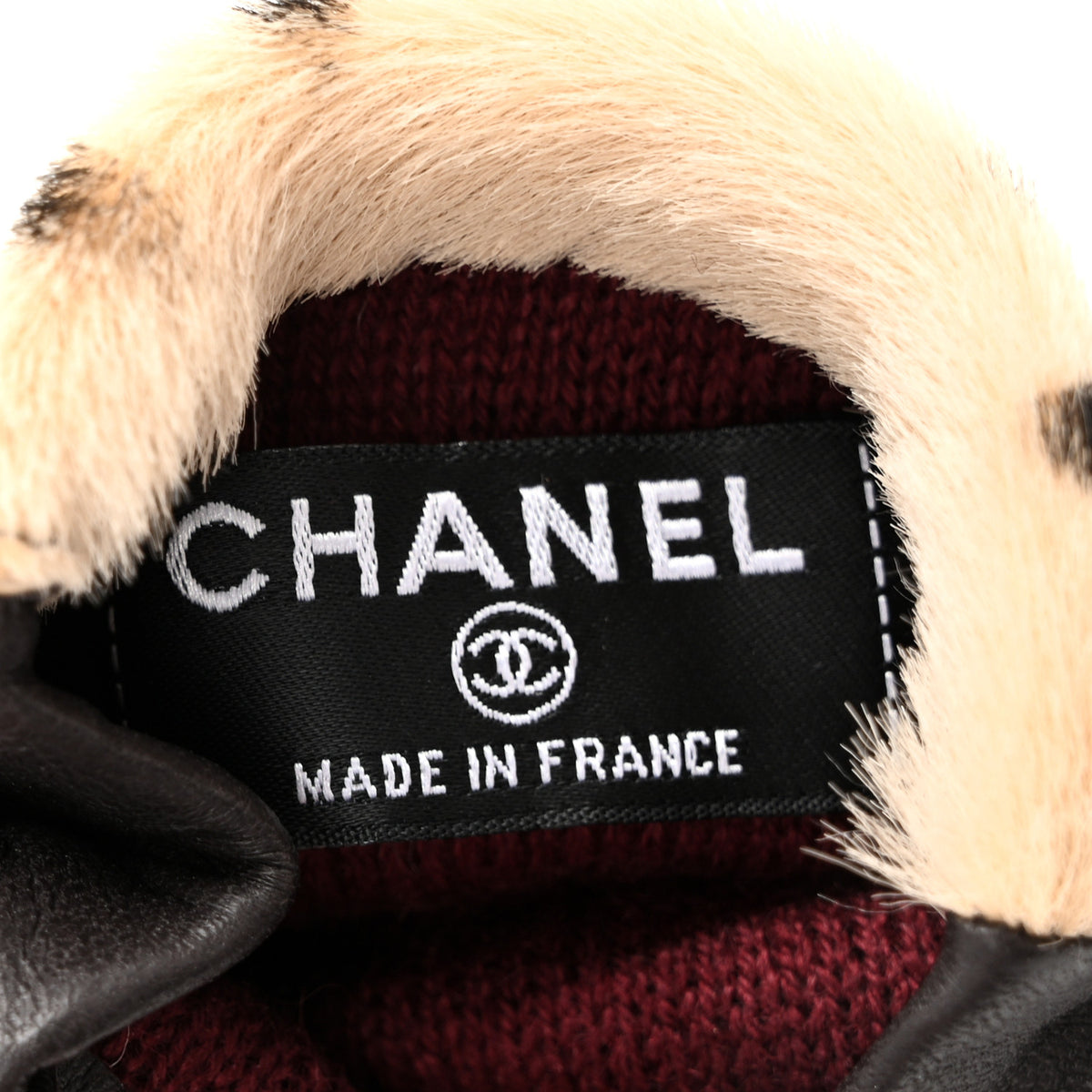Chanel Lambskin Ponyhair Gloves 7.5 Beige Black 3 of 5