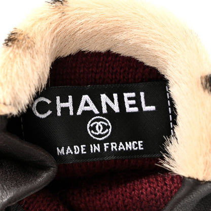 Chanel Lambskin Ponyhair Gloves 7.5 Beige Black 3 of 5