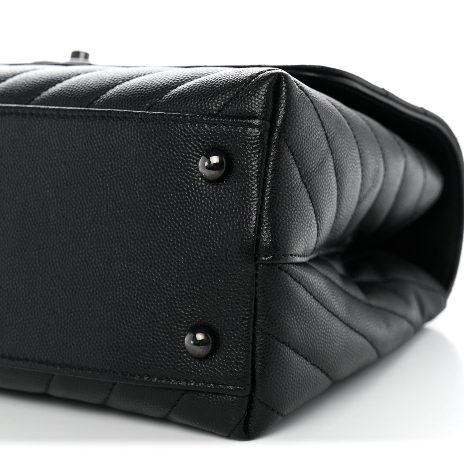 Chanel Caviar Chevron Quilted Small Coco Handle Flap So Black 9 of 9