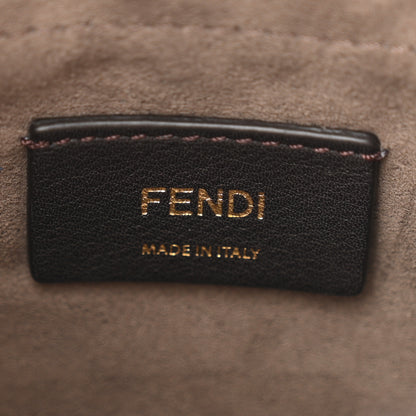Fendi Shearling Vitello Dolce F is Fendi Macro FF 1974 Mini Mon Tresor Bucket Bag Tobacco Black 6 of 10