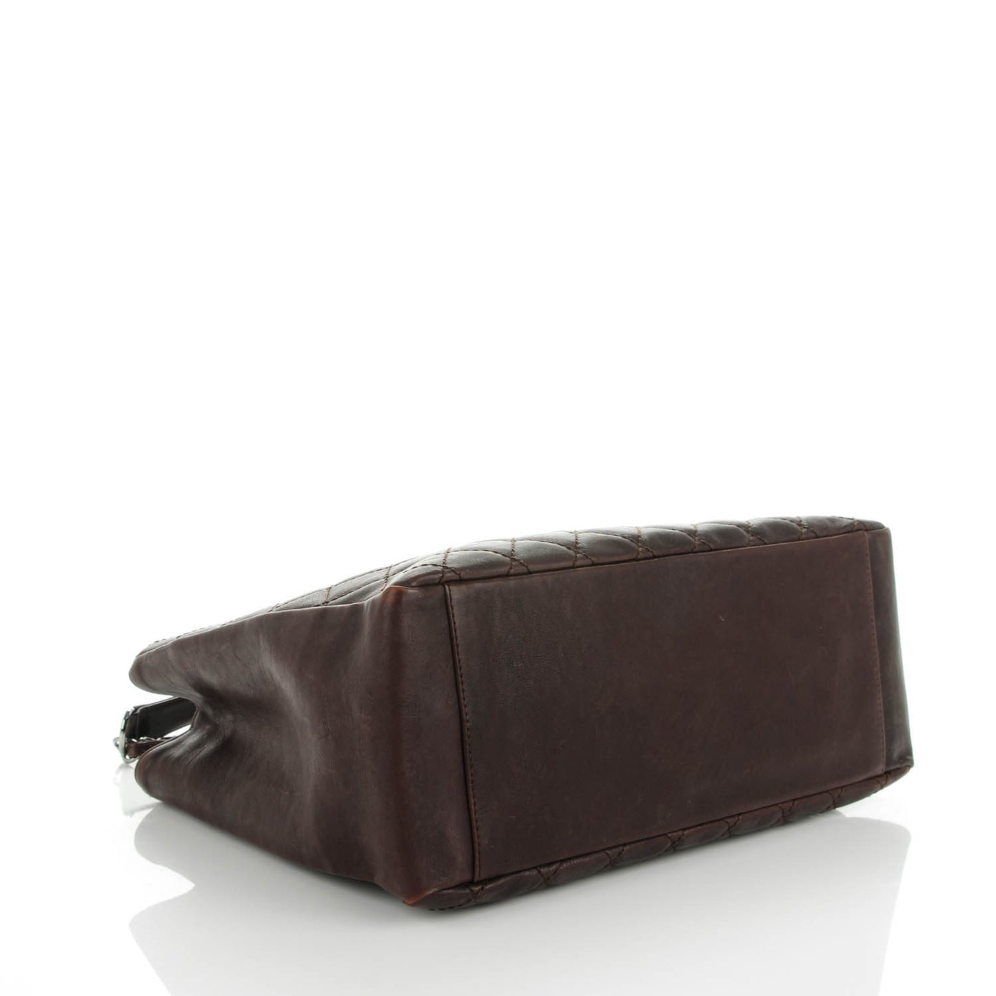 Calfskin Quilted Grand Shopping Tote GST Dark Brown